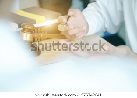 smart lawyer review and give advice to clients in the office before considering the judgment, lawyer concept
