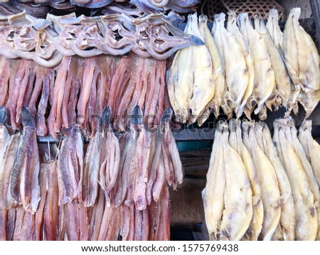 Dried fish for sale in the market, Siem Reap, Cambodia