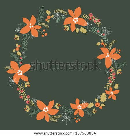 Christmas background, crown, flower