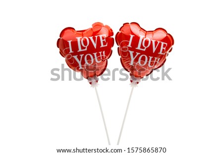 valentine`s day foil hearts balls isolated on white background