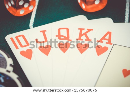 Casino Poker Game with Accessories at the Game Table