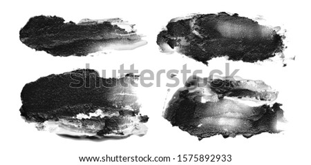 Black an white collection of abstract acrylic brush strokes blots