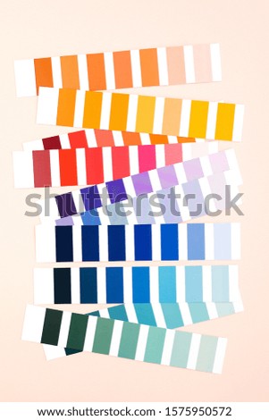 Color palette with various samples. Rainbow sample colors catalogue.