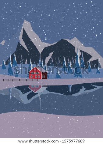 Winter Landscape Background. Simple background style.Merry Christmas and Happy New Year greeting card and banner - winter landscape 