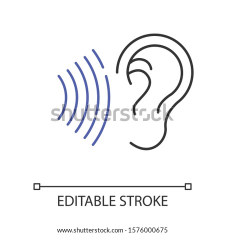 Taxi call linear icon. Transport search voice command. Sound control, audio order, conversation. Thin line illustration. Contour symbol. Vector isolated outline drawing. Editable stroke