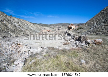 Old salt mines in Arcos de las Salinas Teruel Aragon Spain