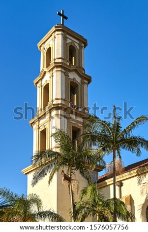 St. Mary Magdalen Roman Church. Ventura Historical Landmark. Royalty-Free Stock Photo #1576057756