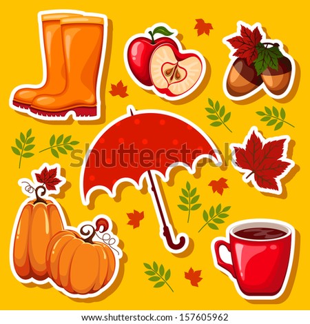 vector autumn icon stickers