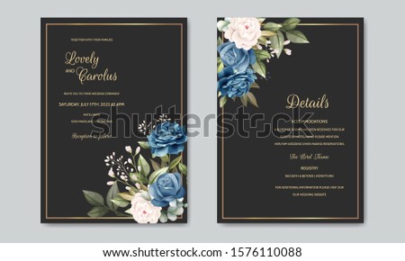 beautiful hand drawn floral wedding invitation card template