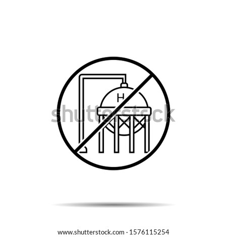 No hydrogen tank icon. Simple thin line, outline vector of sustainable energy ban, prohibition, embargo, interdict, forbiddance icons for ui and ux, website or mobile application