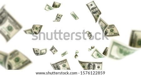 Dollar sign. American money. Cash background, us bill. Money falling.