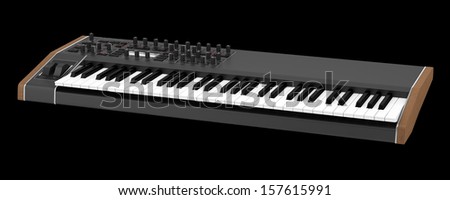 black synthesizer isolated on black background