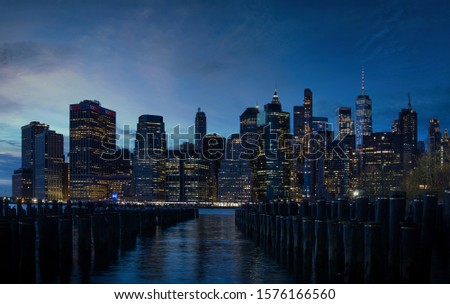New York City skyline with skyscrapers