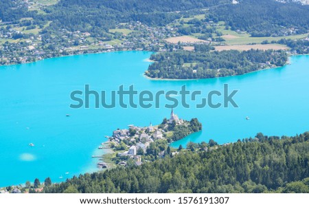 View of the landscape of Lake Wörthersee