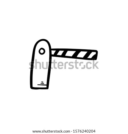 Automatic car barrier doodle icon vector hand drawing 