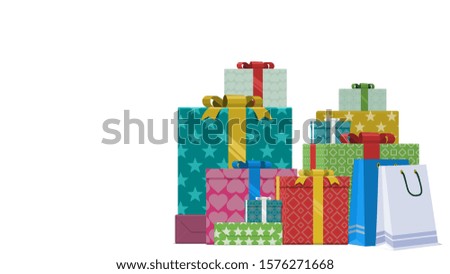 Isolated pile of gift box on white background
