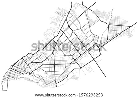 Samara city map - town streets on the plan. Map of the  scheme of road. Urban environment, architectural background. Vector  Royalty-Free Stock Photo #1576293253