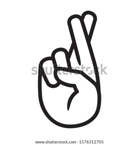 Cross your fingers or fingers crossed hand gesture line art vector icon for apps and websites