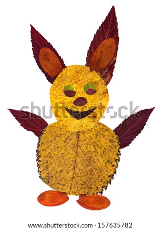 rabbit made from the autumn leaves