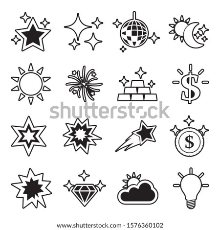 Shining Icons. Line With Fill Design. Vector Illustration.