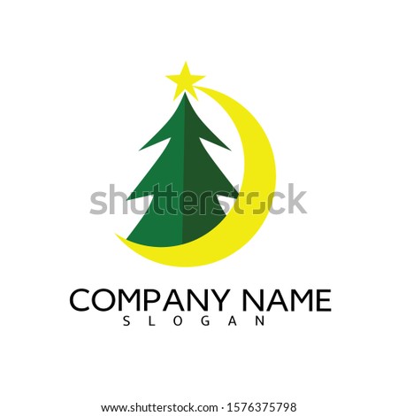 Christmas tree vector icon illustration design template Logo