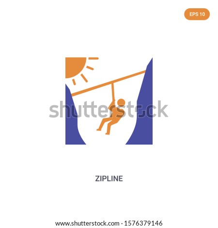 2 color Zip line concept vector icon. isolated two color Zip line vector sign symbol designed with blue and orange colors can be use for web, mobile and logo. eps 10.