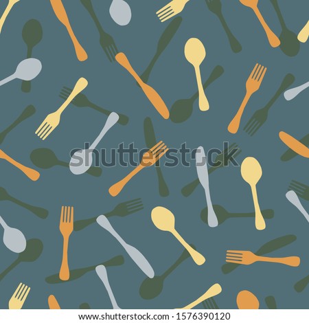 Abstract Fork Spoon Knife Flat Vector Background Pattern