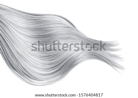 Gray wavy hair on white background, isolated
