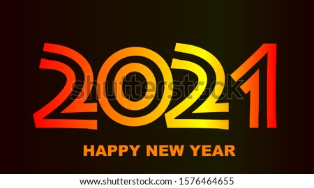 Happy New Year 2021 - greeting card, invitation, flyer, poster - warm outline numbers - vector illustration