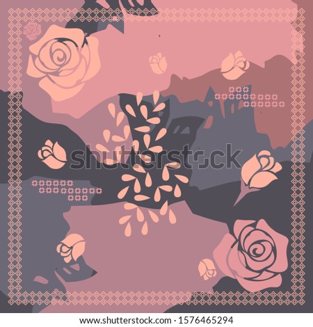 Pattern of hijab motif design with abstract floral design. pastel color. Silk scarf pattern vector design inspiration