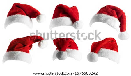 Santa Claus Hat set isolated over white background Royalty-Free Stock Photo #1576505242