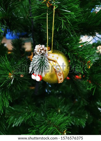 Beautiful toys on Christmas tree on childrens holiday 2020 year, Moscow, Russia