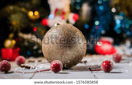 Тoys new year. Christmas ball with snow effect.