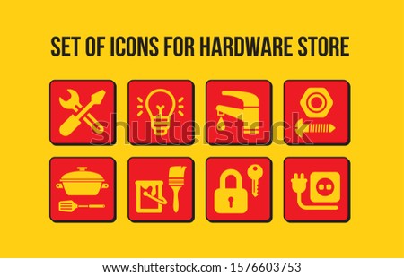 set of icons for hardware store Royalty-Free Stock Photo #1576603753