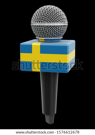 3d illustration. Microphone and Swedish flag. Image with clipping path