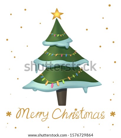 A cute design of Christmas tree isolated in white background.
