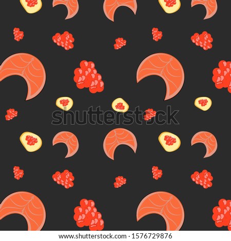 Caviar and salmon pattern vector