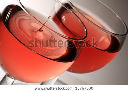 two glasses of rose wine with droplet Royalty-Free Stock Photo #15767530