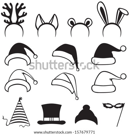 Set Christmas carnivals caps, mask and ears  Royalty-Free Stock Photo #157679771
