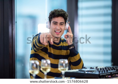 DJ playing music to celebrate the new year 2020.