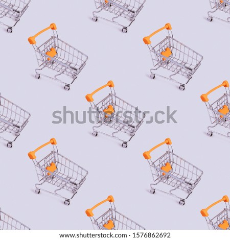 Seamless pattern of shopping cart. Grocery shopping and sale concept. Black friday, online shopping and store concept. Sale discount. Background with copyspace. Creative design. Stock photography.