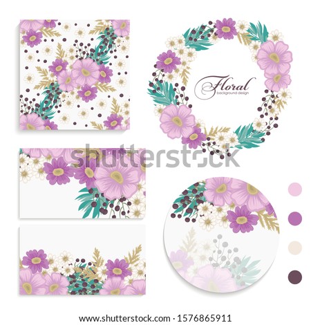 Background flower - violet flowers cards, pattern, wreath