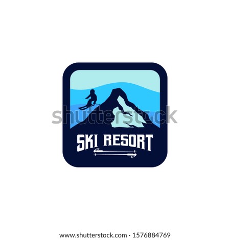 Ski Resort Logo Badge Design Vector
