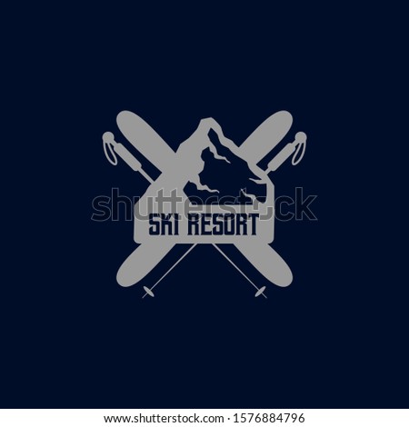 Ski Resort Logo Badge Design Vector