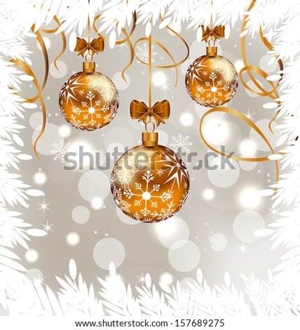 Illustration shimmering background with Christmas balls - raster