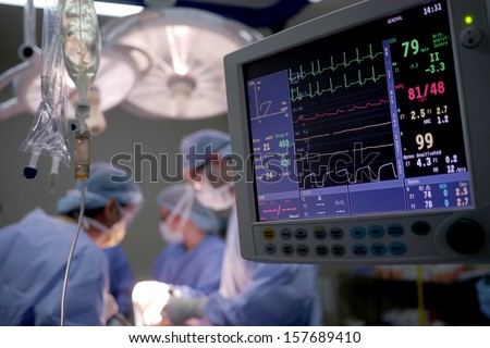 heart rate monitor in hospital theater Royalty-Free Stock Photo #157689410