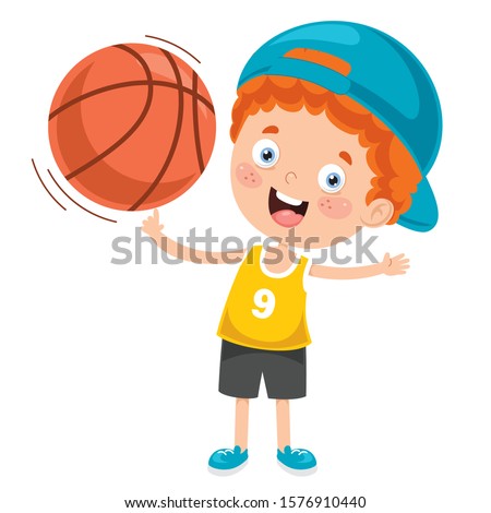 Little Kid Playing Basketball Outside