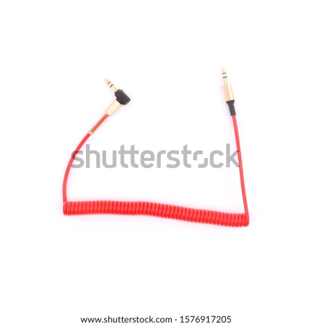 Professional audio cable on white background