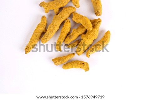 Turmeric on bowl Isolated in white images