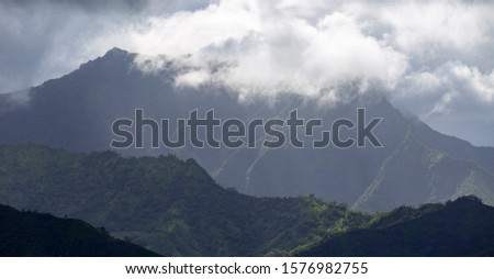 Storm clouds on the rainy north side of Kauai, Hawaii